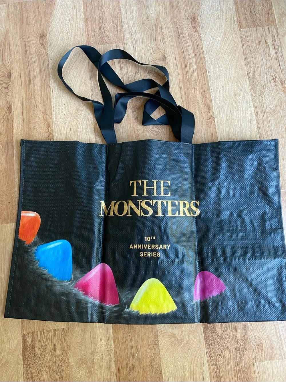 The Monsters Zimomo Series 10th Anniversary Black Tote Bag large